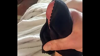 Hot cum in black panties